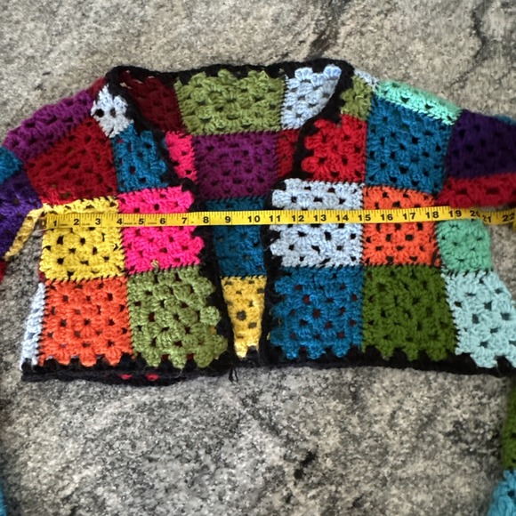 Women Handmade Retro Open Cardigan Crochet Square Knitted Sweaters‎ #990 - Picture 11 of 14